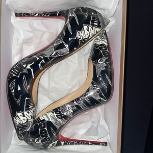 Christian Louboutin Black and White Pigalle Follies Heels